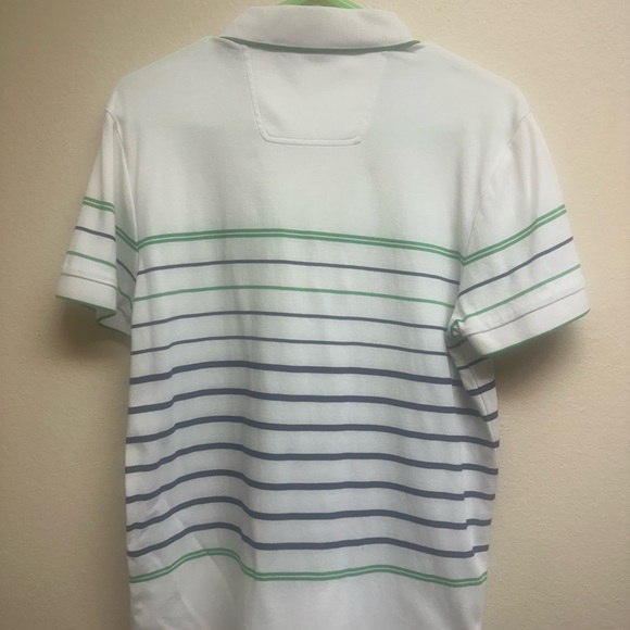 Boss White and Green Polo Shirt with Stripes - Picture 2 of 7